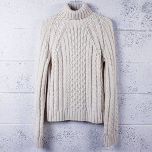 J. Crew 100% Wool Cream Cable Knit Turtleneck Sweater
